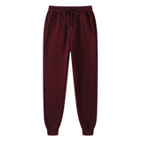 Mens fleece lined jogger sweatpants – maroon sweatpants on white background