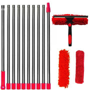 100-420CM Extended Window Cleaning Kit 2 in 1 Double Sided Glass Squeegee Cleaner Duster Mop 180° Swivel Window Cleaning Tools