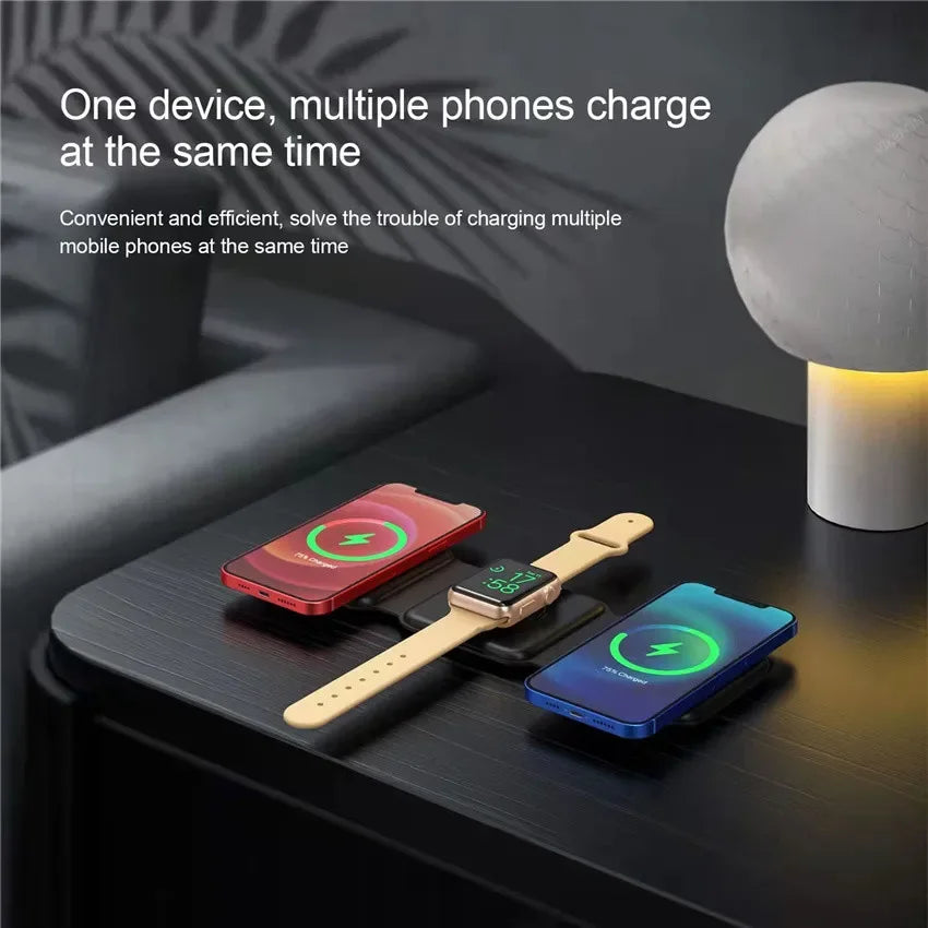 3-in-1 MagSafe Wireless Charging Station – Foldable Magnetic Travel Charger for iPhone