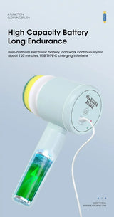 Cordless Electric Spin Scrubber, 5-in-1, for Bathroom Tile and Kitchen
