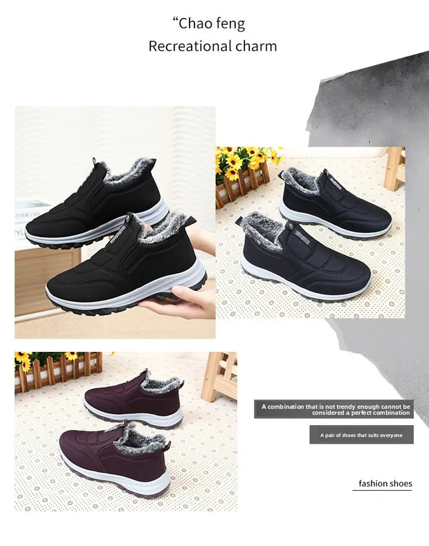 Winter Women Boots Outdoor Snow Boots Warm Lightweight Cotton Boot Non-slip Hiking Walking Shoes Fur Comfortable Women Ankle Boo