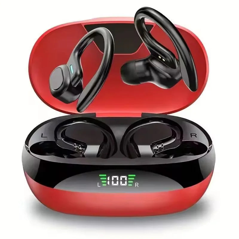 True Wireless Earbuds with Ear Hooks – Bluetooth 5.3 Sport Headphones, Waterproof, HiFi Stereo for Running & Workout