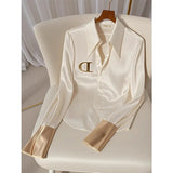 Women's Autumn Blouse, Western-Style Long Sleeve Turn-Down Collar Top
