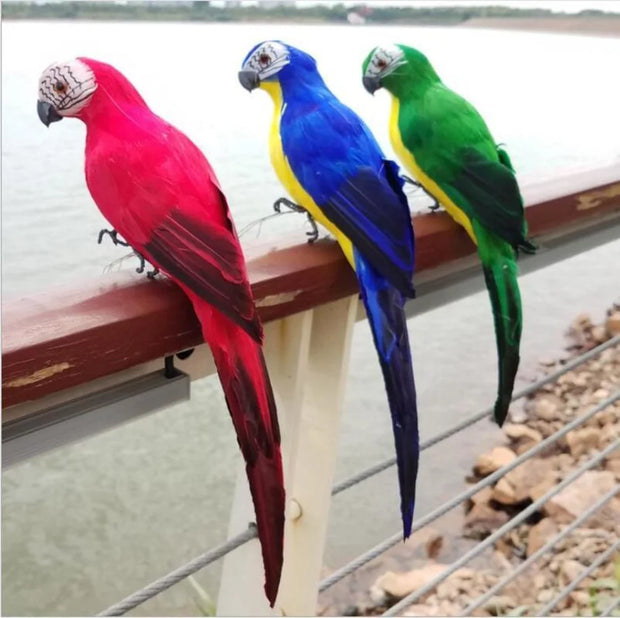 Handmade Feather Parrot Garden Ornament