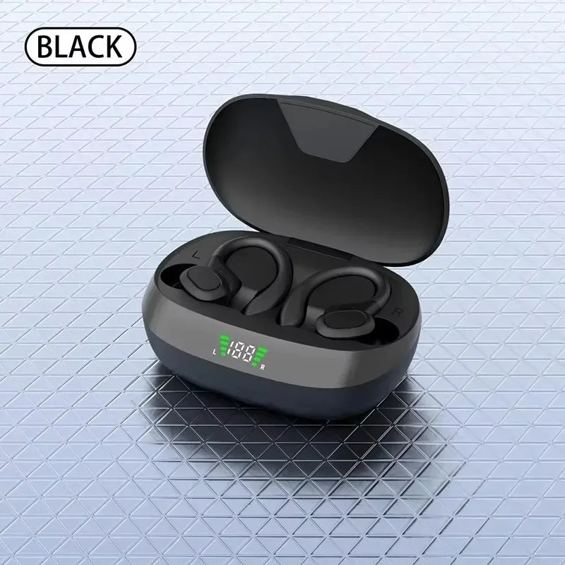 True Wireless Earbuds with Ear Hooks – Bluetooth 5.3 Sport Headphones, Waterproof, HiFi Stereo for Running & Workout