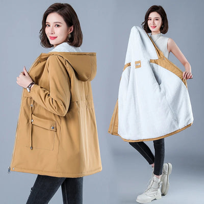 Womens winter puffer coat front view