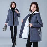 Winter Jacket Cotton Warm Puffer Coat Women Casual Parkas With Lining Plush hooded trench Outwear Women's Clothes