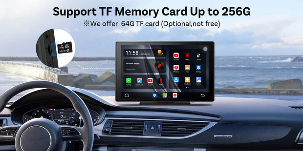 OTTOCAST CarPlay Screen 9.0" INCH 4K Car Touch Screen Wireless Carplay Android Auto Radio DVR GPS Video Built-in Youtube Netflix