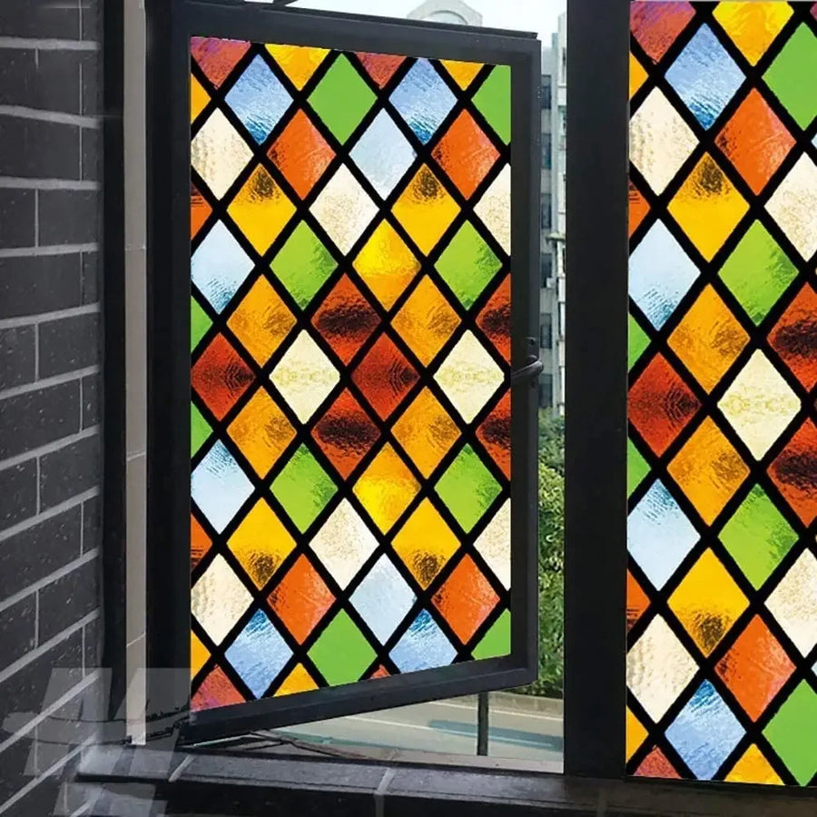 Privacy Window Film – Stained Glass, Static Cling, No Glue