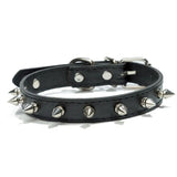 Black spiked dog collar – PU leather studded collar with metal spikes