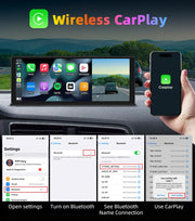 Vtopek 11.3" HD Carplay screen displaying Wireless CarPlay settings with smartphone connection.