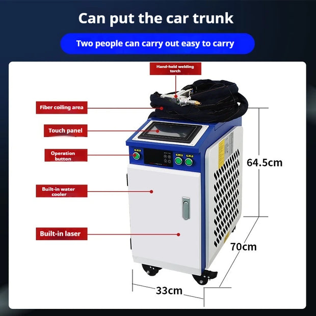 Water Cooled 1500W Mini Laser Welder Stainless Steel Aluminum Iron Portable Handheld Fiber  Welding Machine