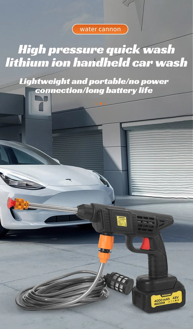 GMY【Cordless Handheld Water Gun】Lithium Battery Rechargeable High-Pressure Washer - Portable Car Wash Sprayer for Home