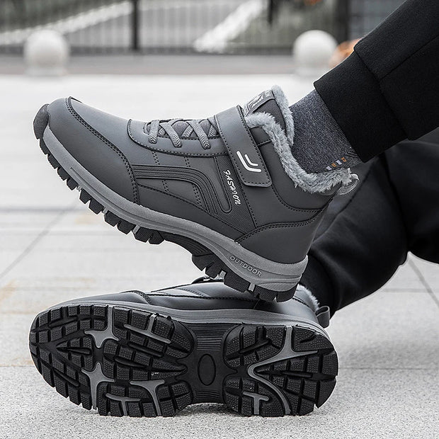 Winter Boots for Men New Waterproof PU Leather Warm Snow Ankle Boots Outdoor Warm plush Non-slip Work High-top Casual Shoes