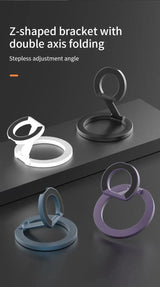 Magnetic Phone Stand – Double-Sided Ring Holder, Folding Desktop Bracket, 360° Rotation