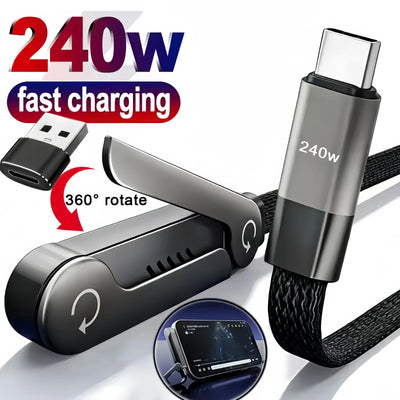 Foldable Charging Cable With Integrated Stand Fast Charging Cable Phone Tablet 240W Ultra-Fast Data Cable Phone Holder UpTrend Deals