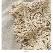 2025 Crop Tops Retro Wild Hollow Perspective Tassel Sexy Spaghetti Strap Tanke Top Women Built In Bra New Back Lace Halter Neck