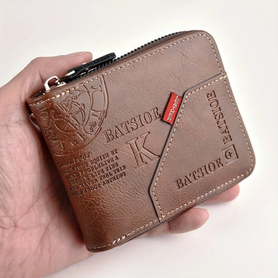 Men's PU Leather Wallet – Short Bifold with Coin Purse & Card Holder