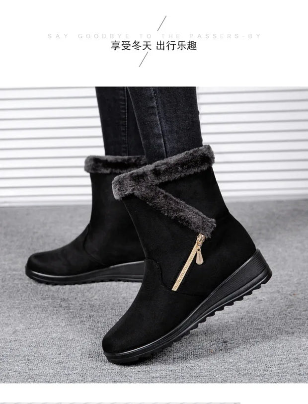 Winter Women Boots Fashion High-top Cotton Shoe Non Slip Wedges Platform Booties Mid-calf Snow Boots Warm Winter Boots for Women