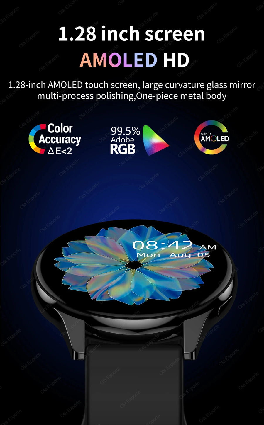 Women's Smart Watch 6 with AMOLED display on dark background