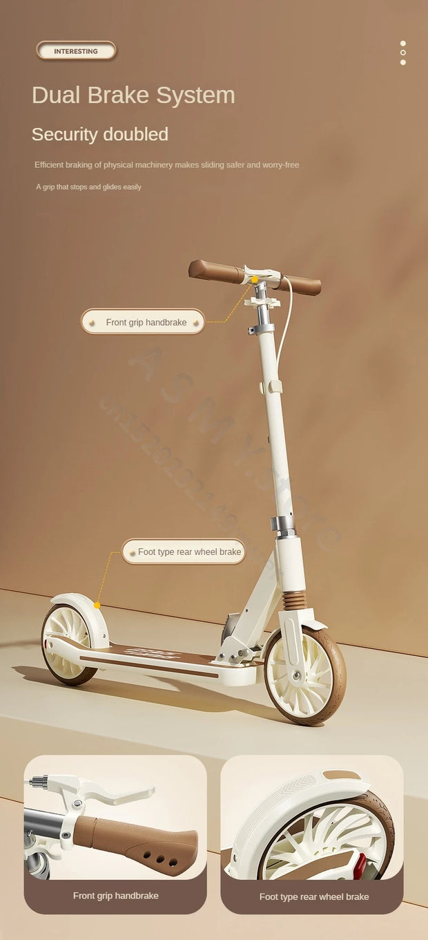 Children's Scooter, Foldable Bicycle, Large Children's Sliding Wheel, Campus Adult Two Wheel Scooter 5-15 years old