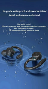 True Wireless Earbuds with Ear Hooks – Bluetooth 5.3 Sport Headphones, Waterproof, HiFi Stereo for Running & Workout