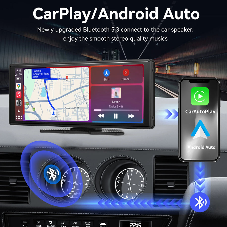 CarPlay screen mounted on dashboard