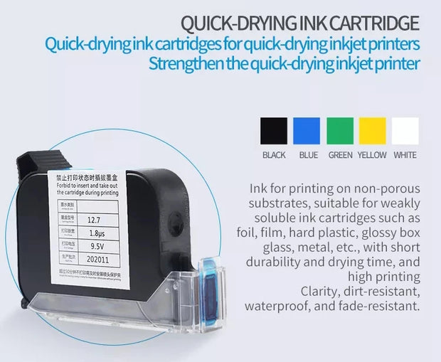 42ml 2588/2588+ Eco Solvent Ink Cartridge Thermal Handheld Printer Ink Cartridge For Portable Expiry Date 12.7mm Inkjet Coder