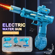 New  Electric Water Gun With light Sprays Flame Effect Continuously High-pressure High-speed Powerful Outdoor Water Gun Toys USB