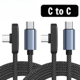 Two black braided USB-C to USB-C charging cables shown from the connector ends on a white background, with a black label at the top reading 'C to C'.
