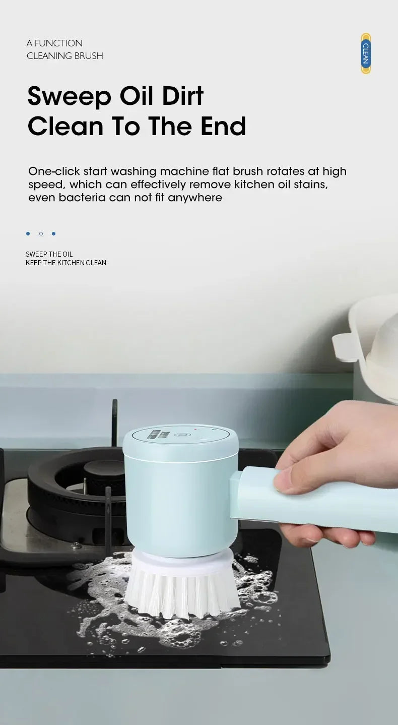 Cordless Electric Spin Scrubber, 5-in-1, for Bathroom Tile and Kitchen