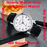 Women's Smart Watch 6 with black leather strap on dark surface