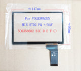 Touchscreen digitizer for Volkswagen MIB STD2 PQ +/NAV with dimensions on a white background