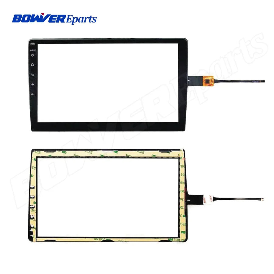 9-inch replacement touch screen panels, front and back views with flex connectors