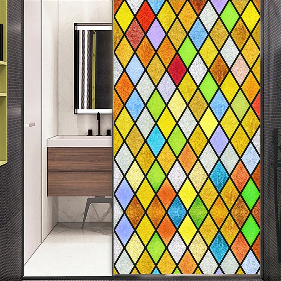 Privacy Window Film – Stained Glass, Static Cling, No Glue