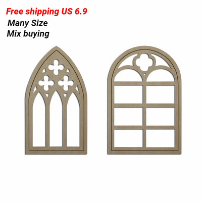 3mm Unfinished Wood Dollhouse Windows – Fairy Farmhouse Gothic Arched Frames