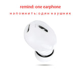 White earphone with 'remind: one earphone' text on a white background