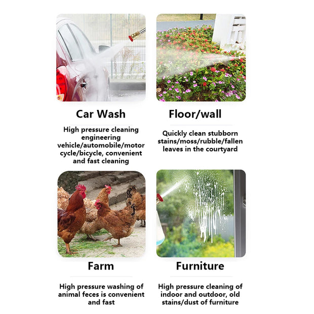 60BAR Cordless High Pressure Car Washer Spray Water Gun Wireless High Pressure Car Wash Water Gun Washer Self Priming Sustain