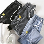 Jeans For Man Clothes Straight Baggy Wide Leg Casual Oversize Pants Vintage Korean Streetwear Tapered Embroidered Trousers