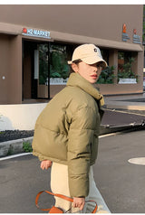 Women Winter Cropped Jacket – Warm Cotton-Padded Puffer Coat