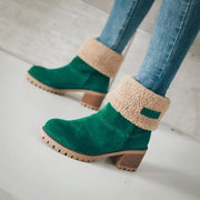 Winter Snow Boots for Women Warm Comfortable Women's Boots Mid-length Thick-heeled High-heeled Women's Cotton Shoes Botas Mujer