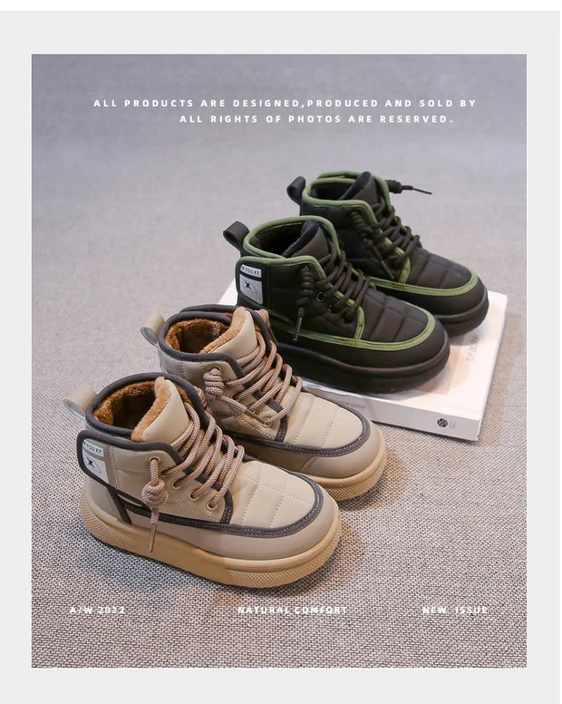 Winter Children Snow Boots 2025 New Kids Ankle Boots Toddler Girls Fashion Non-slip Plush Fur Warm Boys Cold-proof Short Boots