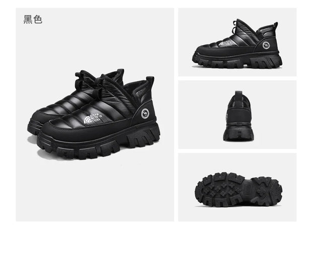 Winter Snow Boots, Men's Insulated Warm Cotton Boots, Anti-slip and Wear-resistant Hiking Shoes, Casual Outdoor Boots