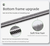 Close-up images of brush door sealing strip bristles with 'Bottom frame upgrade' feature text