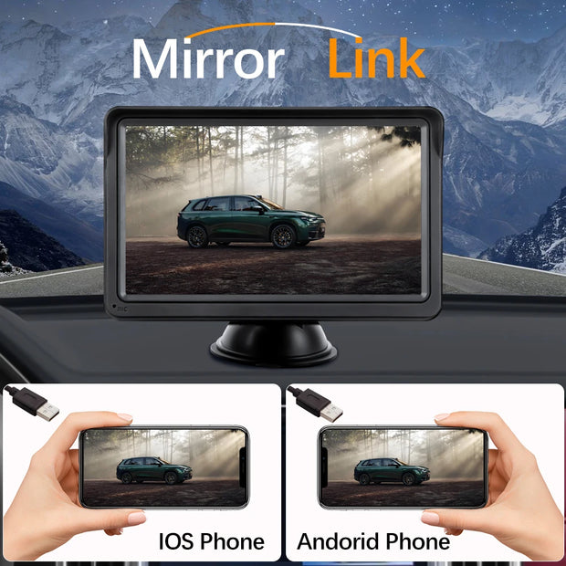 Car Radio Wireless CarPlay Android Auto Multimedia Video Player 7inch Portable Touch Screen With USB AUX For Rear View Camera