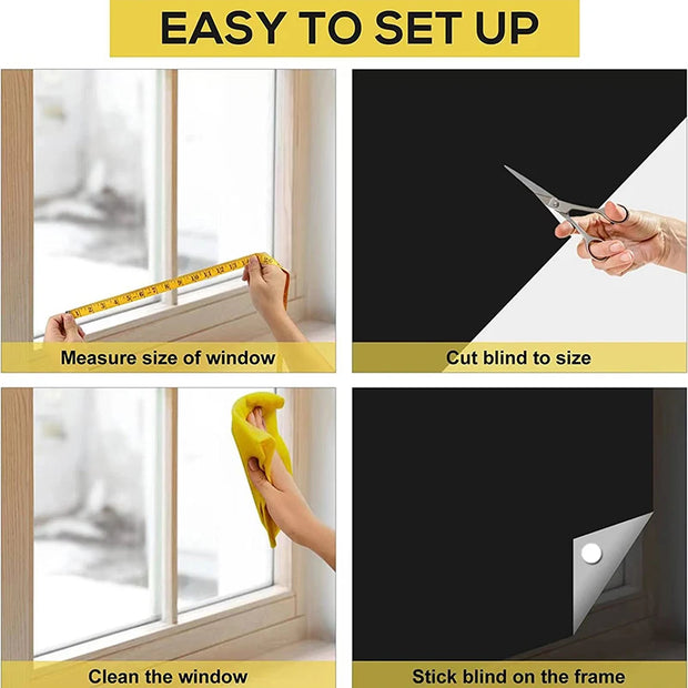 Removable 100% Light Blocking Darkest Window Cloth DIY Total Blackout Glass Privacy Darkening Window Tint Black Window Sticker