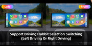 Vtopek Carplay screen showing driving habit selection for left or right driving options in a car interior.