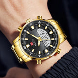 Black dial gold watch