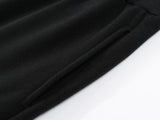 Mens fleece lined jogger sweatpants – close-up of soft black fleece fabric on white background