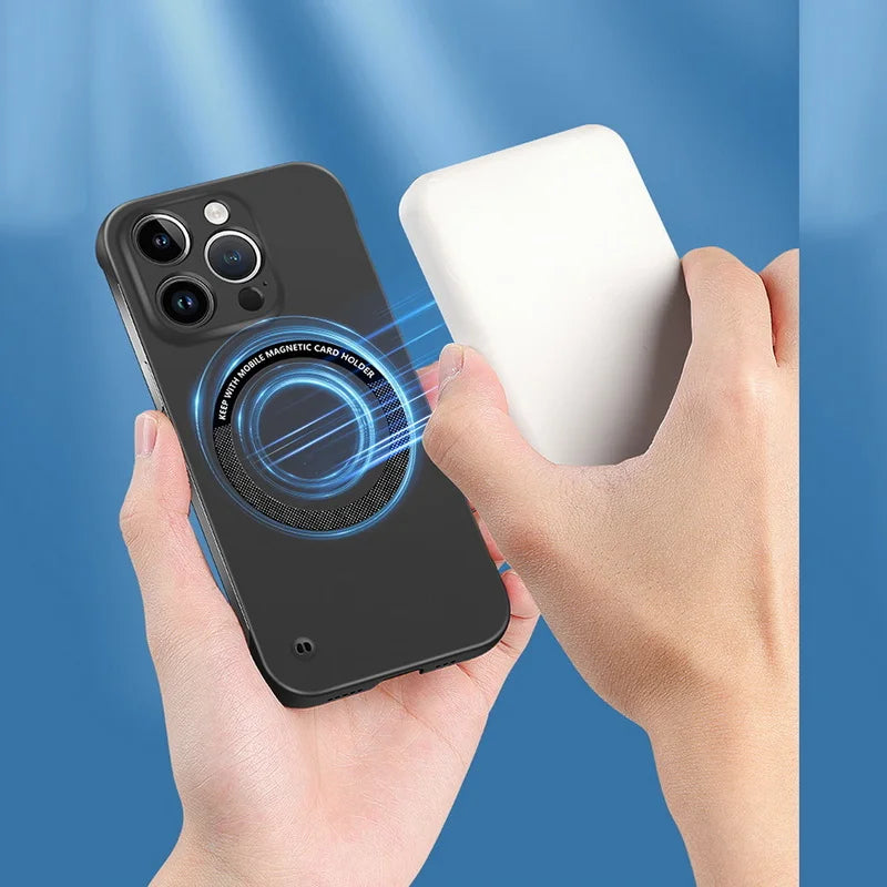 Ultra-Thin Matte Magnetic Phone Case for iPhone 14-17, Frameless Hard PC